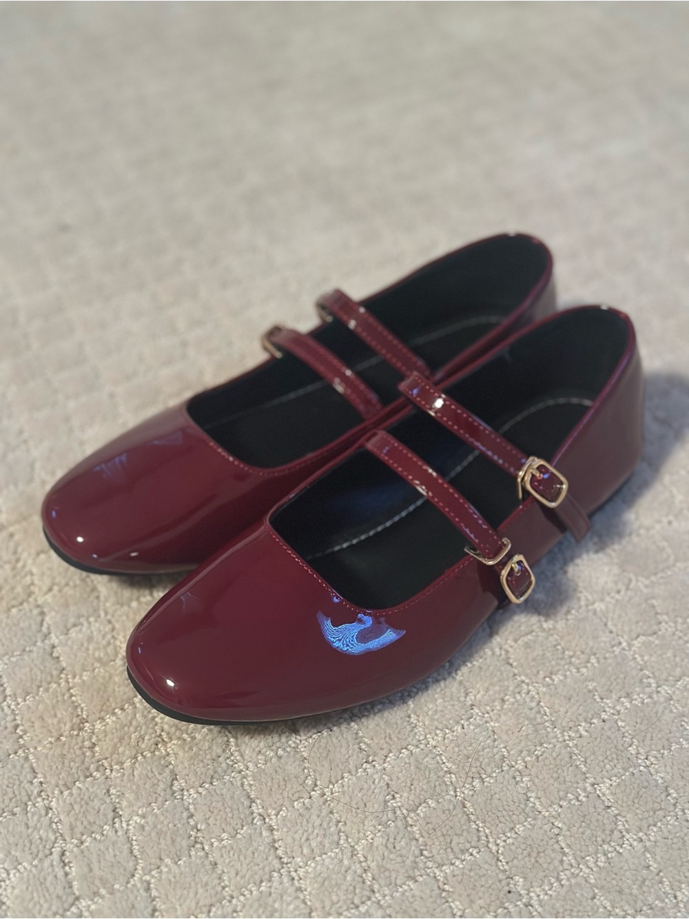 Double-Strap Mary Jane Shoes in Burgundy (similar to Sezanne shoe style)